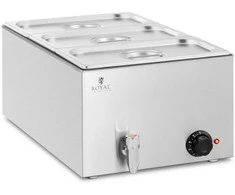 Royal Catering Bain-marie elektrinis šildytuvas su čiaupu 3 x GN 1/3 600 W