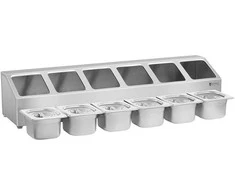 Royal Catering Vitrinos stovas 6x GN 1/6 konteineriams + konteineriams su dangteliais (Ekspozicinė prekė)