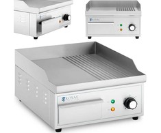 Royal Catering Elektrinė kepsninė, lygi, griovelio grotelių plokštė, 360 x 380 mm, 2000 W