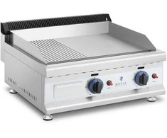 Royal Catering Dvigubas lygias, griovelis, nerūdijančio plieno dujinis grilis gamtinėms dujoms 2x 3,1 kW 0,02 baro 60 x 40 cm