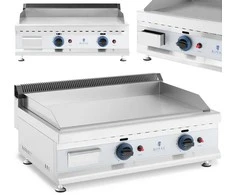 Royal Catering Dvigubas lygus reguliuojamas nerūdijančio plieno dujinis grilis gamtinėms dujoms 2x 3,1 kW 0,02 baro 74,5 x 40 cm