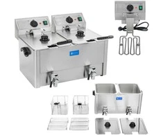 Royal Catering Gruzdintuvė elektrinis dvivietis su išleidimo čiaupais termostatas EGO 2x8L