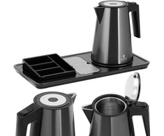 Royal Catering Viešbučio pasveikinimo rinkinys, elektrinis virdulys su padėklu, 1,2 l, 1800 W, juodas