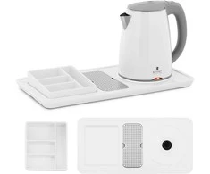 Royal Catering Viešbučio pasveikinimo rinkinys, elektrinis virdulys su padėklu, 1,2 l, 1800 W, baltas