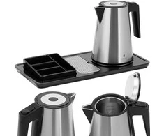 Royal Catering Hotelowy komplektas powitalny virdulys elektrinis su tacą 1,2 l 1800 W sidabrinė
