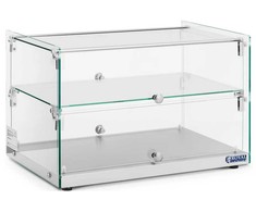 Royal Catering Konditerijos bufeto vitrina tortams, desertams, bandeliams, stiklinė, 2 lentynos, 50 l