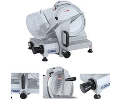 Royal Catering Elektrinė šaltų mėsos ir sūrio pjaustyklė su galąstuvu 150W sk. 250 mm
