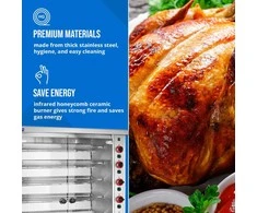 Royal Catering Dujinė kepsninė 40 vištų, 8 iešmeliai, propanas-butanas, 40 kW