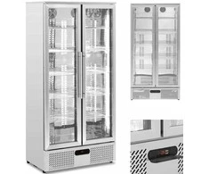 Royal Catering Baro šaldytuvas gėrimams, 2 durų, stiklinis, 458 l, 295 W - sidabrinis