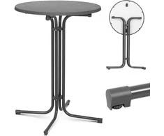 Royal Catering Stalas, apvalus, aukštas, sulankstomas baro stalas, sk. 80 cm aukščio 110 cm pilkos spalvos
