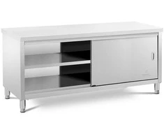 Royal Catering Nerūdijančio plieno gastronominė laisvai pastatoma spintelė, stumdomos durys, 200x70cm