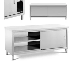 Royal Catering Nerūdijančio plieno gastronominė laisvai pastatoma spintelė, stumdomos durys, 200x70cm