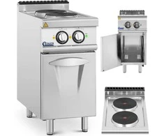 Viryklė Royal Catering Atskirai pastatoma elektrinė virtuvė su spintele 2 kaitvietės 5,2 kW 400 V