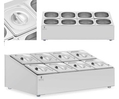 Royal Catering Vitrinos stovas 8 x GN 1/6 maitinimo konteineriams + konteineriams su dangteliais