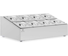 Royal Catering Vitrinos stovas 8 x GN 1/6 maitinimo konteineriams + konteineriams su dangteliais