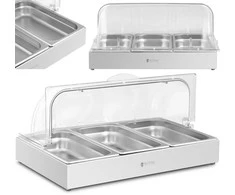 Royal Catering Pusryčių švediško stalo vitrinos su ritininiu dangteliu 3x GN 1/3 3x 2,6 l