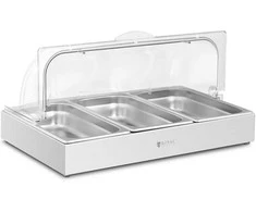 Royal Catering Pusryčių švediško stalo vitrinos su ritininiu dangteliu 3x GN 1/3 3x 2,6 l