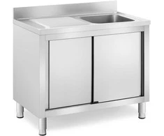Royal Catering Vieno dubenėlio kriauklė su stumdomų durų spintele, dešinė, 100 x 60 x 94 cm