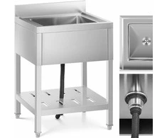 Royal Catering Vieno dubenio maitinimo baseino kriauklė su lentyna ir apvadu 60 x 60 x 94 cm