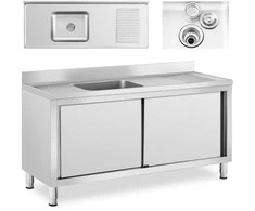 Royal Catering Vieno dubenio maitinimo baseino kriauklė su stumdomų durų spintele 160 x 60 x 94,5 cm