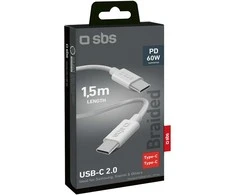 SBS TECABLETISSUETCCG USB-C – USB-C 1.5m 60W pintas laidas – pilkos spalvos