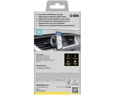 Telefono lakiklis su belaidžiu įkrovimu SBS TESUPFANWIR15W 15W for air vent, with cooling - juodas