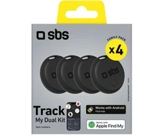 SBS universalus lokatorius „Track My Dual“ 4 vnt. rinkinys - juodas