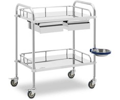 Steinberg Systems Laboratorinis kosmetinis gydymo vežimėlis pagamintas iš plieno, 2 lentynos, 2 stalčiai, 65 x 60 x 86 cm, 20 kg