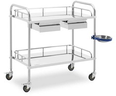 Steinberg Systems Laboratorinis kosmetinis gydymo vežimėlis pagamintas iš plieno, 2 stalčiai, 2 lentynos, 85 x 54 x 28 cm