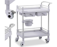 Steinberg Systems Medicininis laboratorinis vežimėlis, 2 lentynos, 2 stalčiai, krepšelis