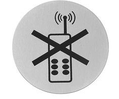 Lipnus informacinis ženklas TELEFONŲ NAUDOJIMAS, nerūdijantis plienas, sk. 75 mm - Hendi 663653