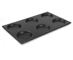 Aliuminio padėklas GN 1/1 su apskritomis formomis 125mm su nelimpančia danga 530x325mm Hendi 808757