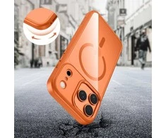 „Tech-Protect MagMat MagSafe“ dėklas, skirtas „iPhone 17 Pro Max“ – permatomas oranžinis