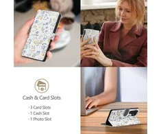 Tech-Protect Wallet dėklas skirtas Samsung Galaxy A26 5G / A17 4G / 5G – Daisies with Leaves