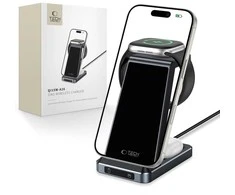 Tech Protect 3 viename indukcinis įkroviklis išmaniesiems telefonams ir „Apple Watch“ ausinėms, 15 W, juodas
