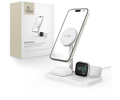 Tech Protect 3 viename belaidis įkroviklis su išmaniojo telefono laikikliu, skirtas „Apple Watch AirPods MagSafe“ – baltas