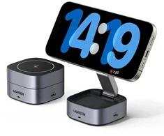 Ugreen W526 3in1 MagSafe / Qi indukcinis telefono / ausinių įkroviklis su USB-C prievadu - juodos spalvos