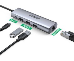 UGREEN CM266 adapteris yra 5in1 USB 3x USB 3.0 micro USB RJ45