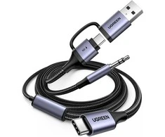 Adapteris audio Ugreen su funkcijakowanie 2in1 USB-C - USB-A/C + mini lizdas - juoda
