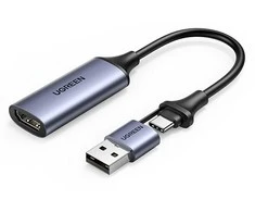 Ugreen CM489 40189 HDMI Adapteris (Female) - USB-A / USB-C (Male) - pilkos spalvos