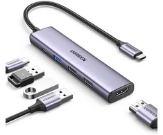 Adapteris HUB UGREEN CM478 USB-C prie HDMI, USB-A 3.0, 2x USB-A 2.0, PD
