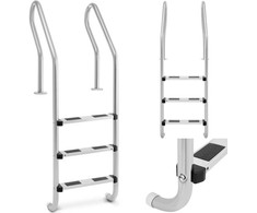 Uniprodo Nerūdijančio plieno baseino kopėčios, 3 pakopos, 1600 mm