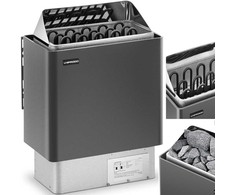 Uniprodo Piec do sauny elektrinis 8-12 m3 do 110C 400 V 8 kW juoda-sidabrinė