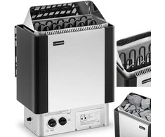Uniprodo Elektrinė pirties krosnelė su įmontuotu valdymu 8-12 m3 iki 110C 400 V 8 kW sidabrinė-juoda