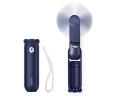 Mini ventiliatorius Jisulife Rankinis ventiliatorius Life8 nešiojamas USB ventiliatorius su išorine baterija (2000mAh) ir žibintuvėliu – mėlynas