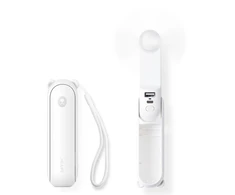 Ventiliatorius Jisulife Handheld Fan Life8 Mini Portable USB Fan with 2000mAh Power Bank and Flashlight - Baltas