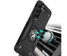 Wozinsky Ring Armor dėklas Galaxy S23 – juodas su žiedu
