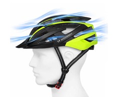 Wozinsky MTB dviračio šalmas su nuimamu skydeliu ir galiniu USB žibintu L - Juodas ir Geltona