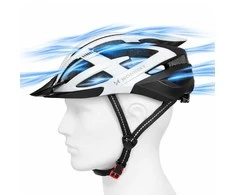 Dviratininko šalmas MTB Wozinsky su odpinanym daszkiem i tylną lampką USB 54-57 cm - juoda-balta