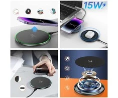 Wozinsky WLI-01Y 15W Qi indukcinis įkroviklis su USB-C laidu – juodas